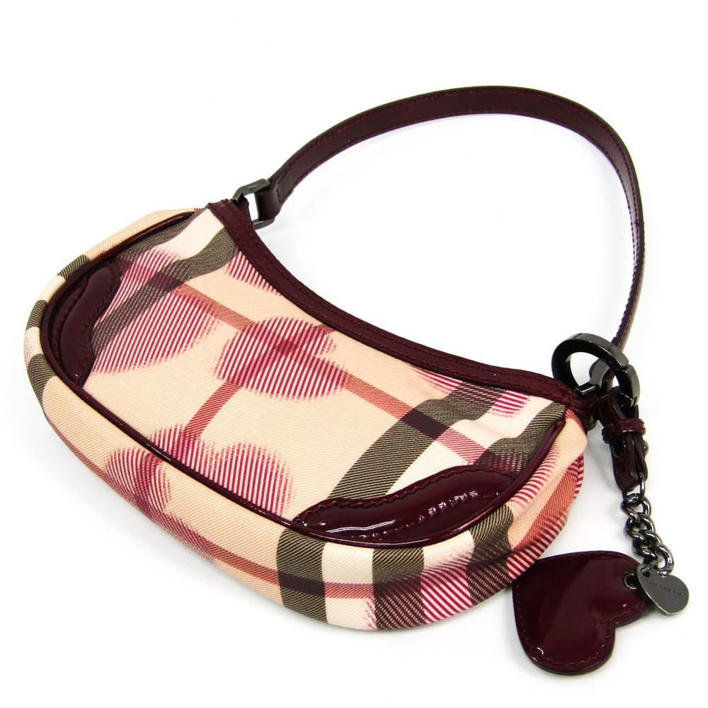 BURBERRY raspberry Leather Heart Check Handbag